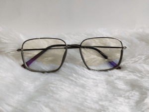 Elegant Silver Grey – Maroon Full-Rim Glasses