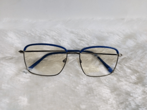 Stylish Semi-Rimless Eyewear with Blue Frame Accent