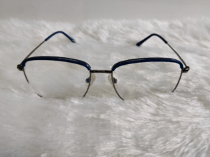 Stylish Semi-Rimless Eyewear with Blue Frame Accent