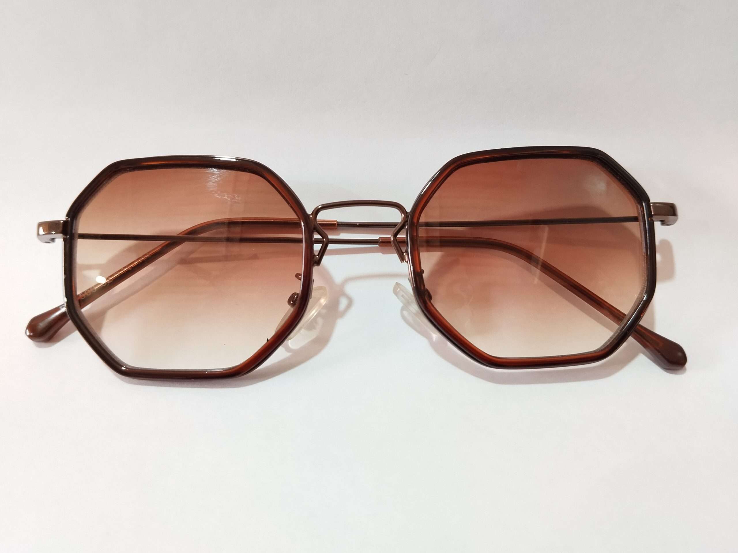 Brown Hexagon Unisex Sunglasses